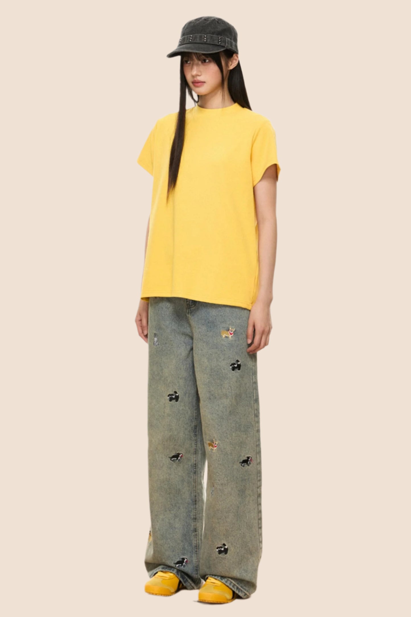 Vintage Embroidered Loose Fit Jeans