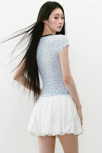 White Acetate Satin A-Line Skirt