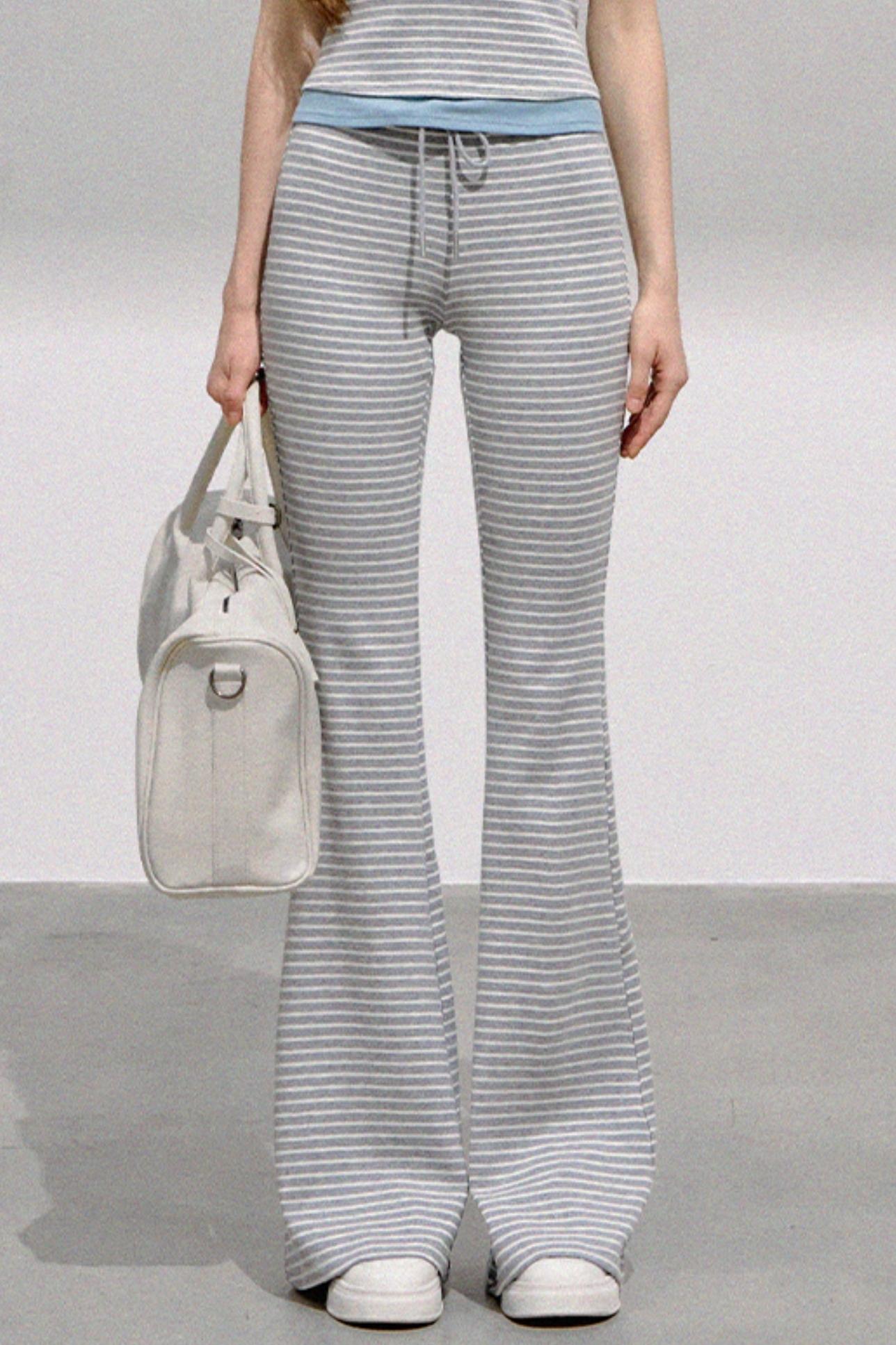 Striped Halterneck Knit Top Set-Up