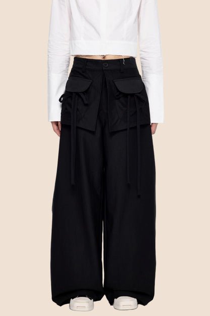 Patchwork Drapey Wide-Leg Pants