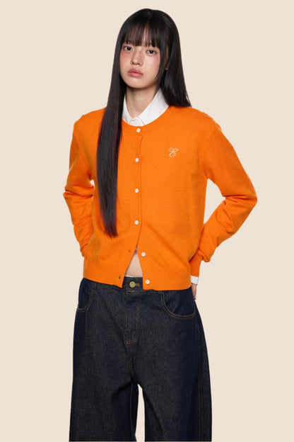 Embroidered Cropped Knit Sweater Cardigan