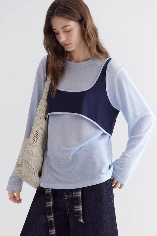 Color-Blocking Two-Piece Top