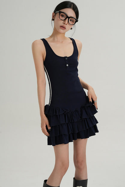 Unique Skirt Halter Mini Dress