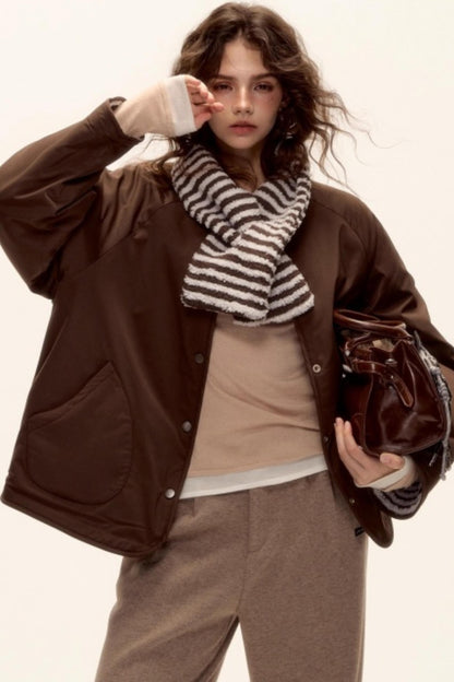 Retro Reversible Wool Coat Scarf Set