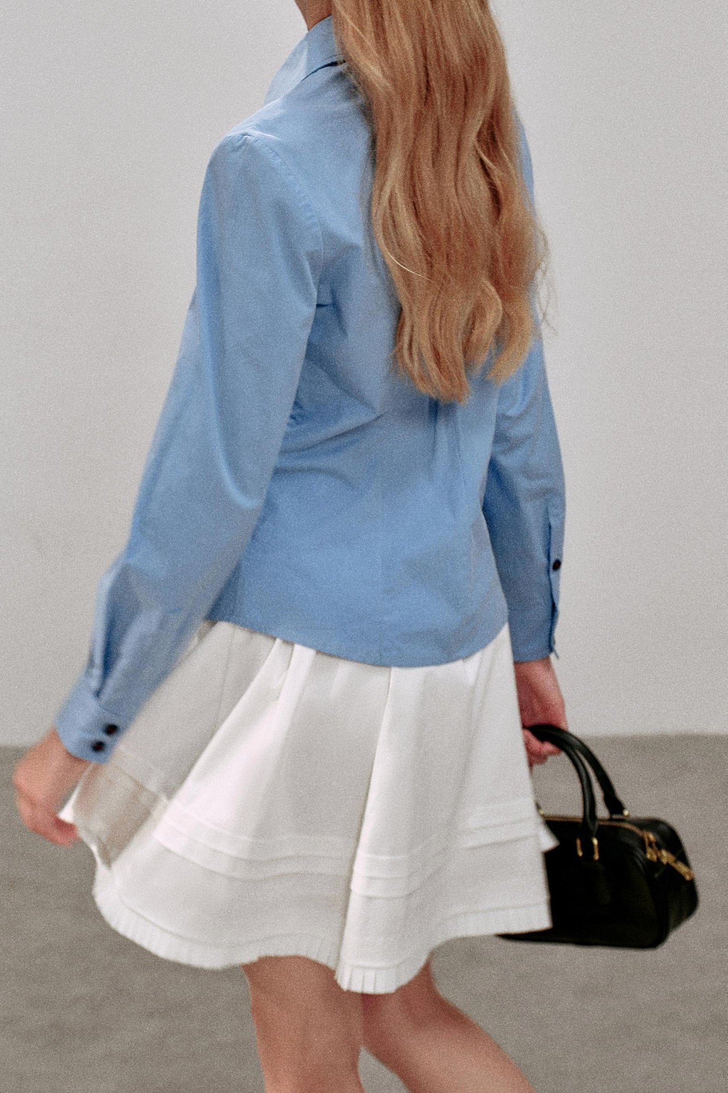 Glossy Pleated Puffy A-Line Skirt