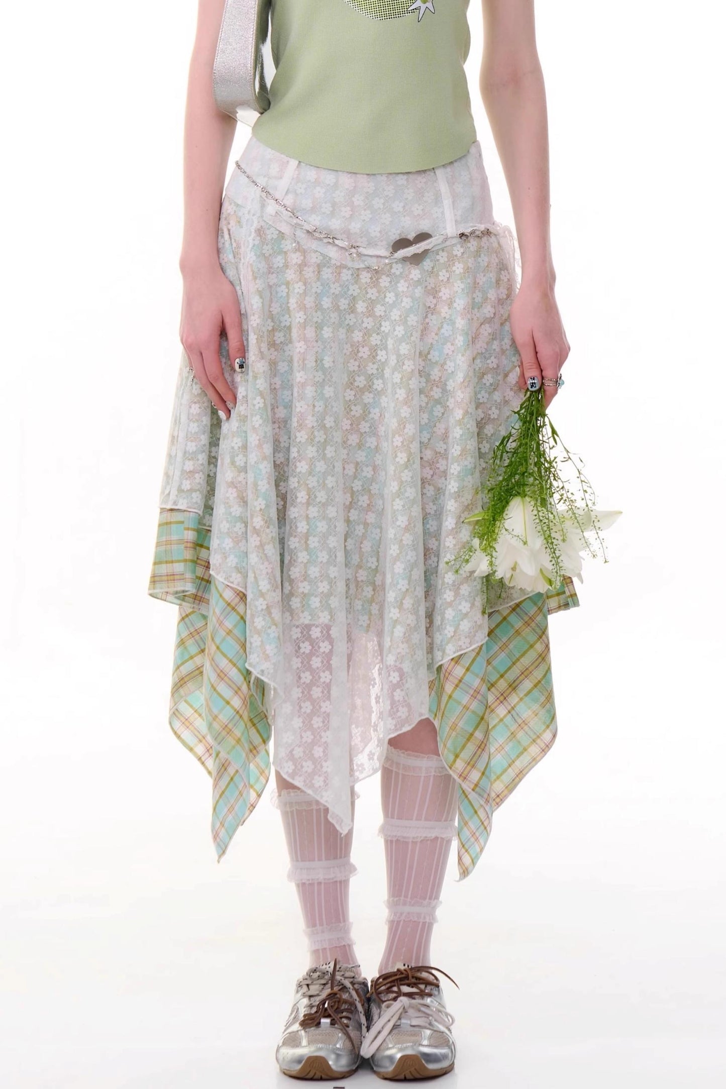 Summer Green Plaid Skirt