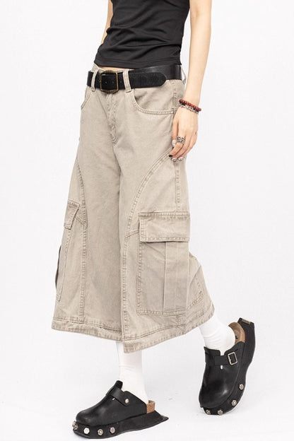 American Vintage Cargo Denim Cropped Pants
