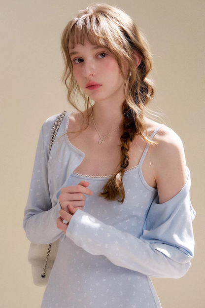 Cream Rose Lace Dress Set-Up