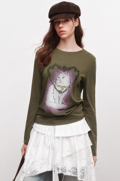 Love Cat Long-Sleeved T-Shirt