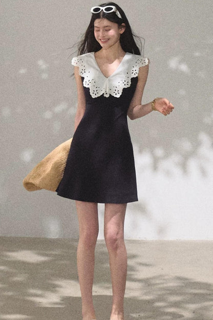Cotton Sleeveless Backless Waist-cinching Dress
