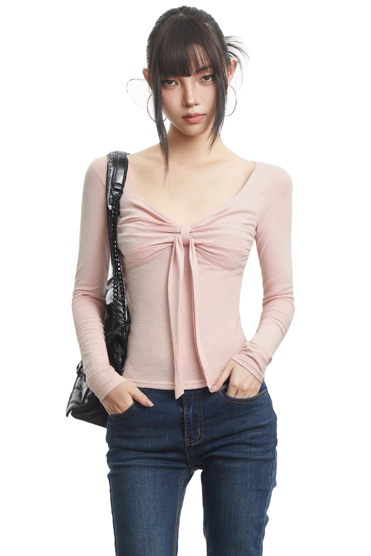 Autumn Brown V-Neck Long Sleeve Base Top