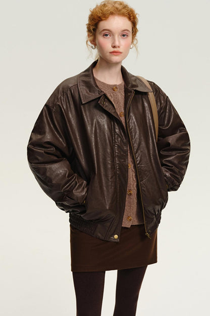 Thicken Duck Down Leather Jacket