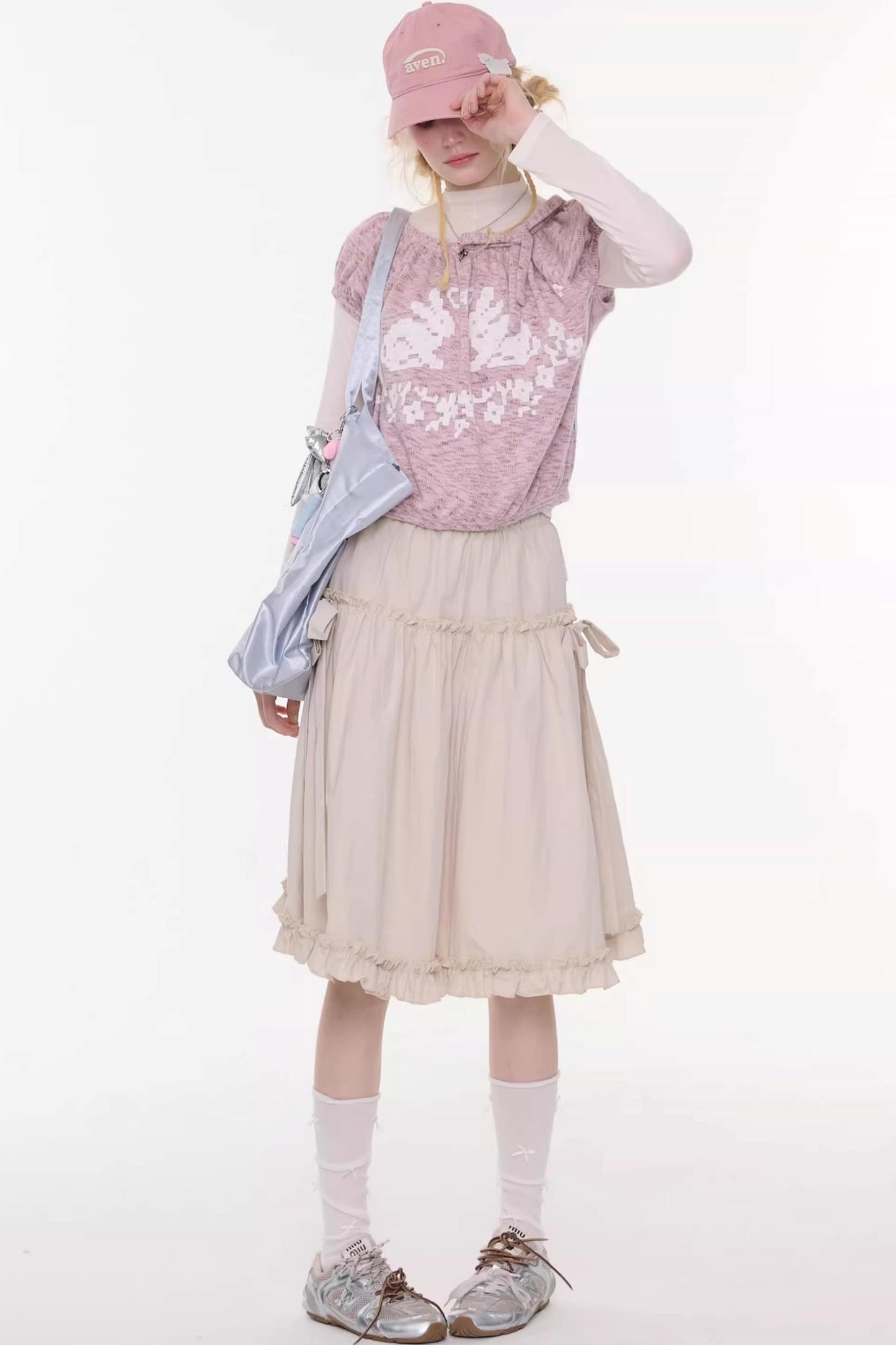 Vintage Bow-Knot Midi Skirt