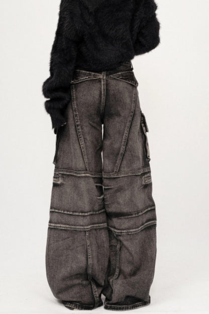 Retro Denim Wide-Leg Pants