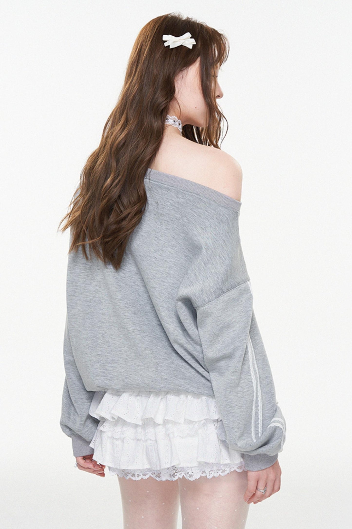 One-Shoulder Slouchy Ballet Sweatshirt