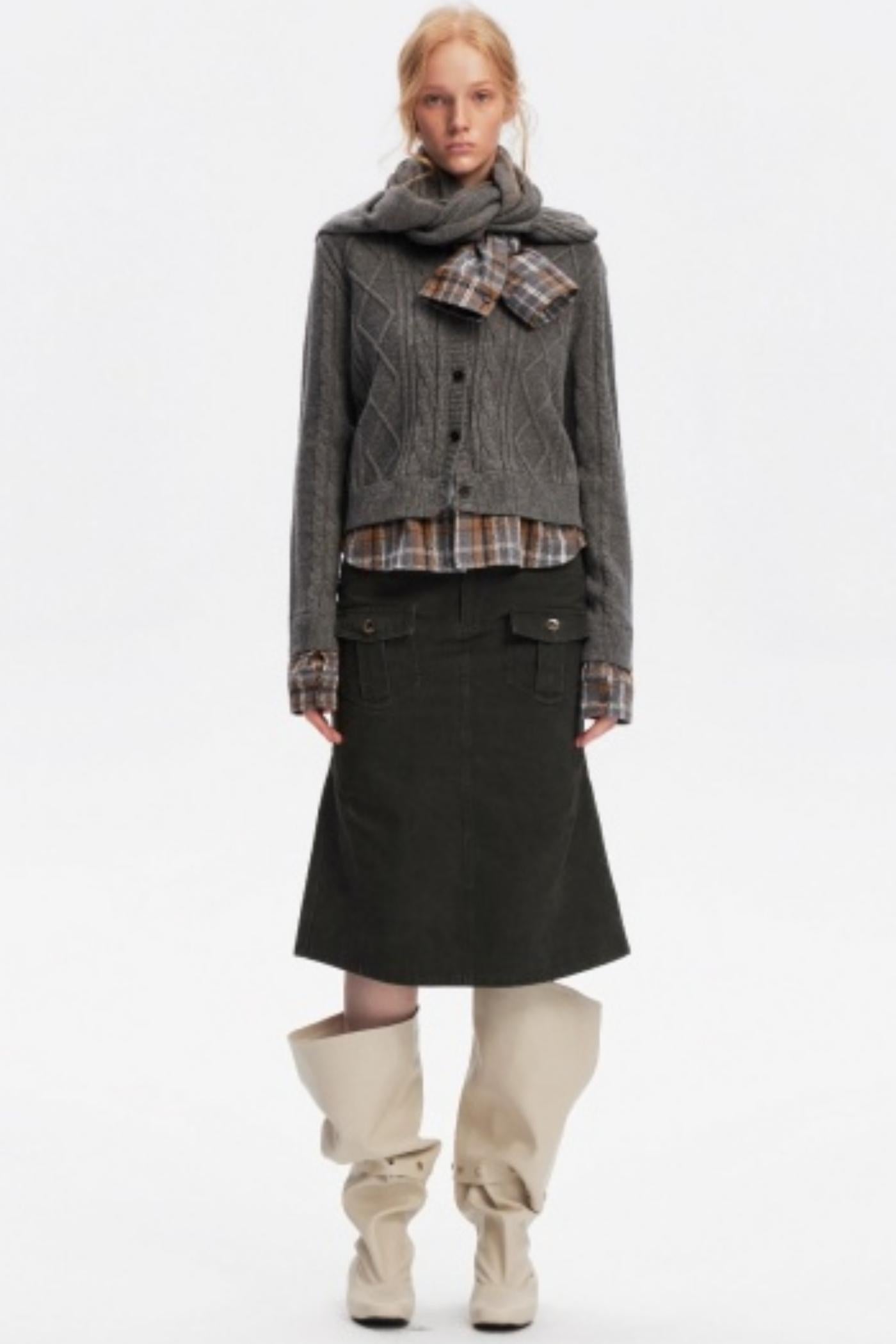 Wool Twist Cardigan Sweater Set-Up