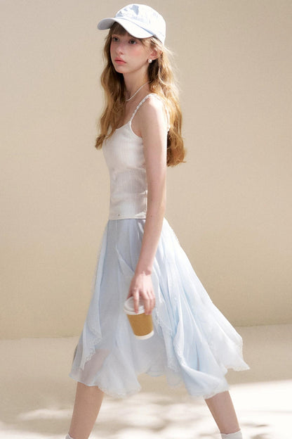 Irregular Ruffle Lace Skirt