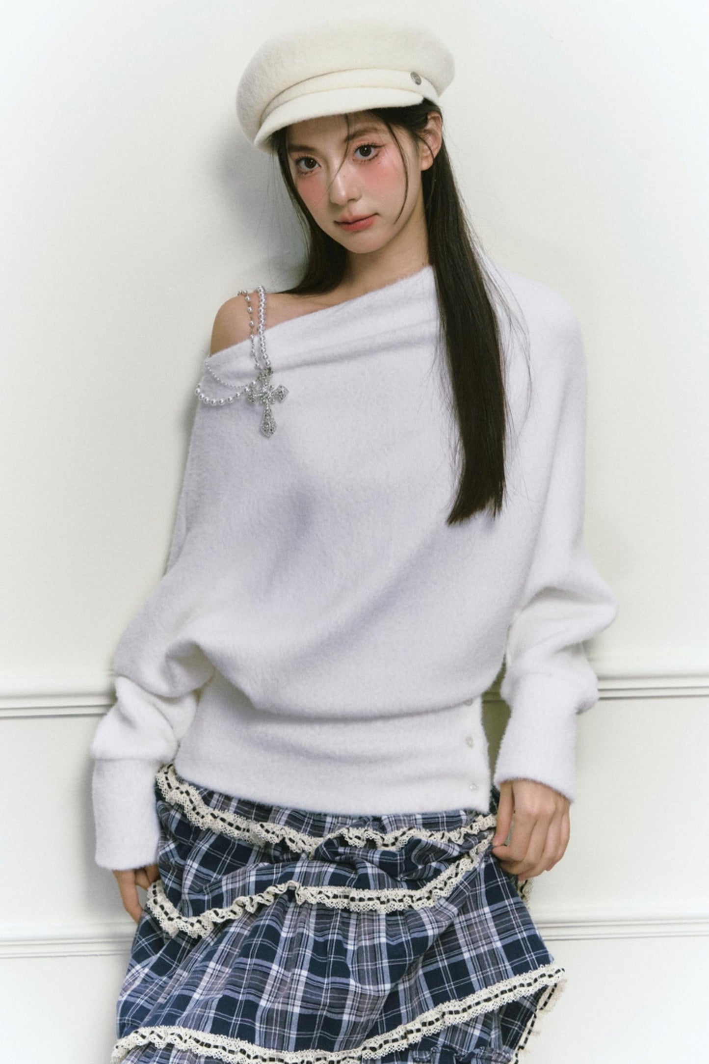 White Foaminck Slouch Sweater