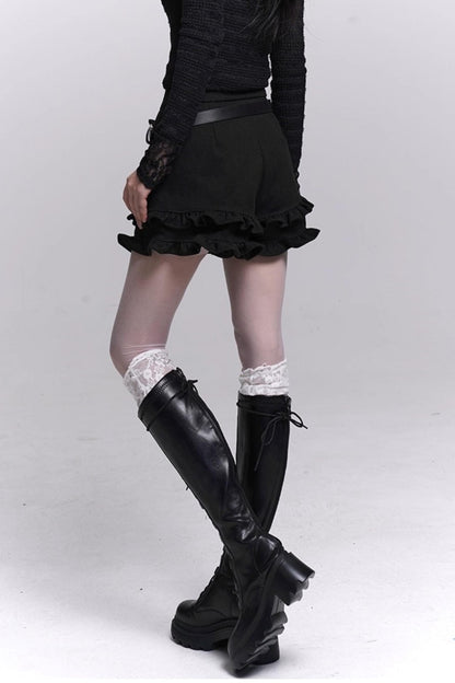 Ruffled Woolen Boot Shorts