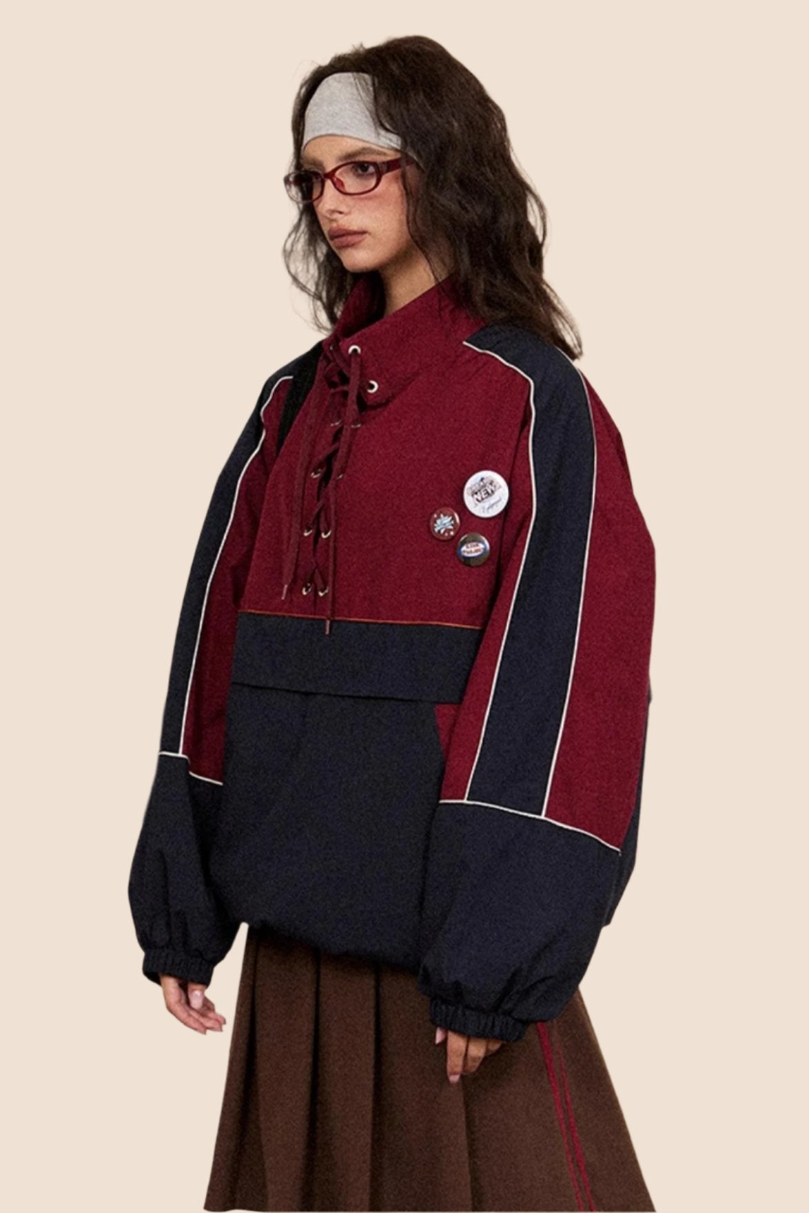 Vintage Stand Collar Padded Track Jacket