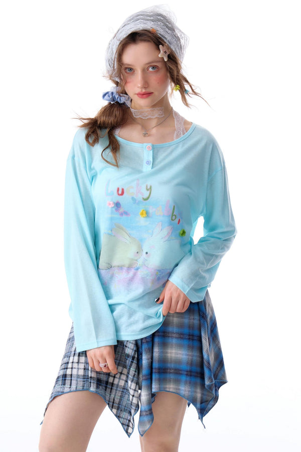 Retro Rabbit Print Top