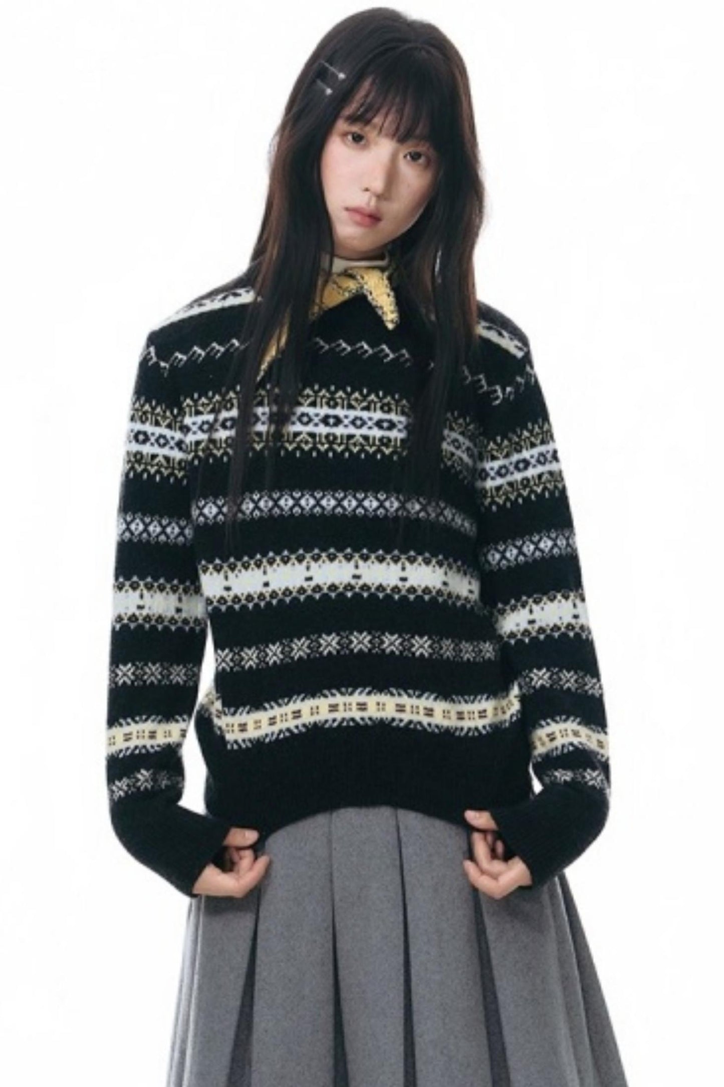 Fair Isle Jacquard Striped Sweater