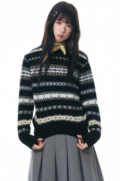 Fair Isle Jacquard Striped Sweater