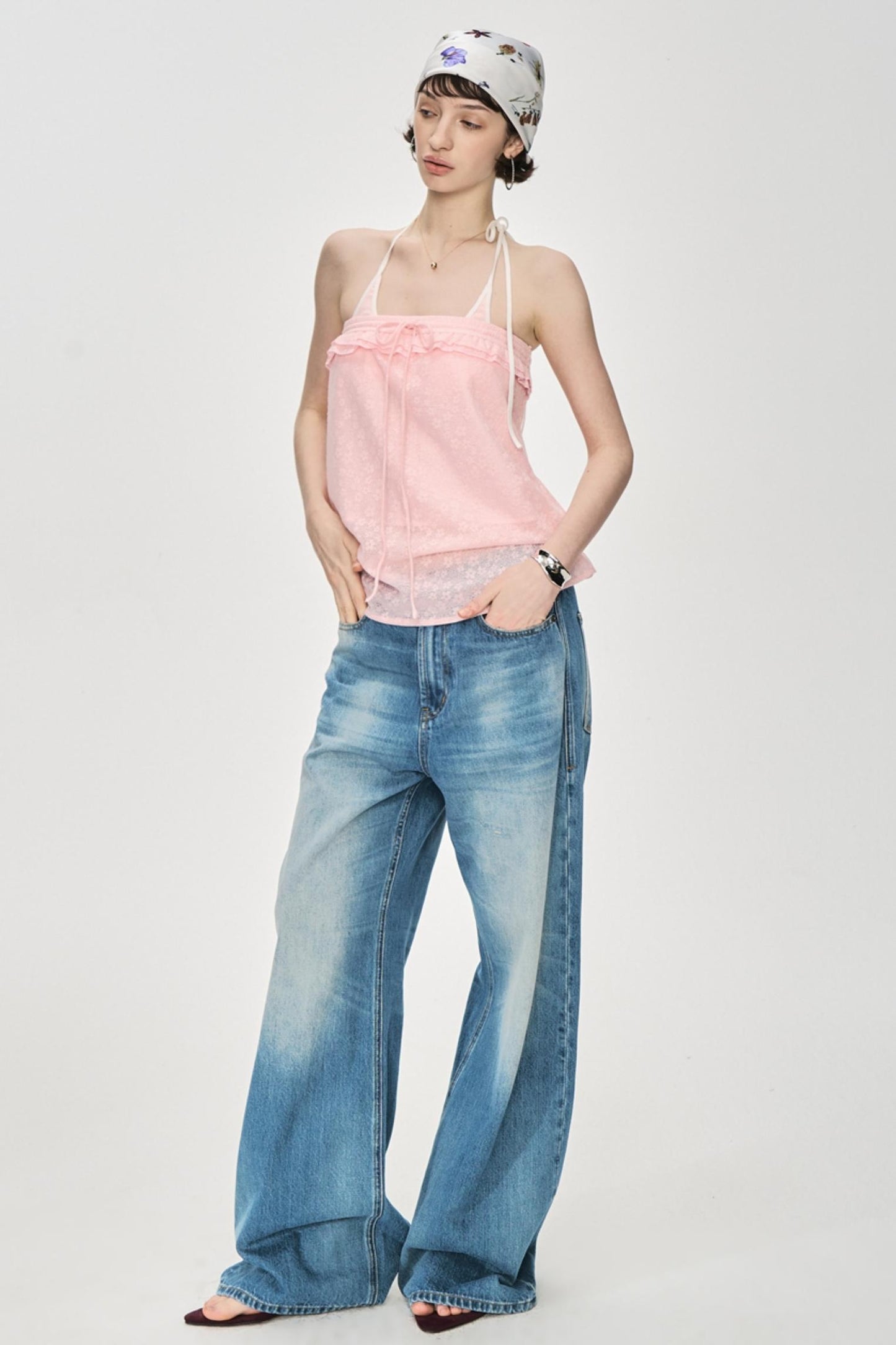 Blue Distressed Baggy Jeans