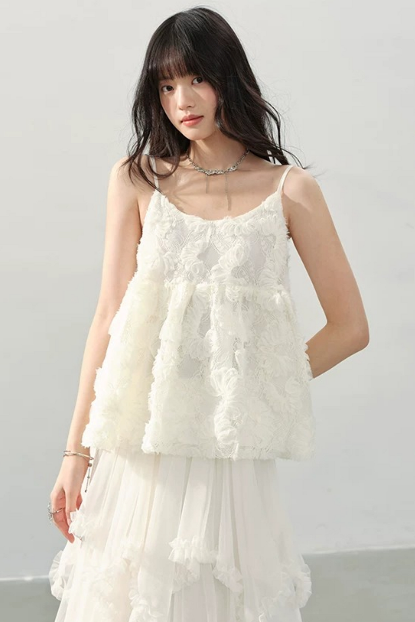 White Flower Lace Top