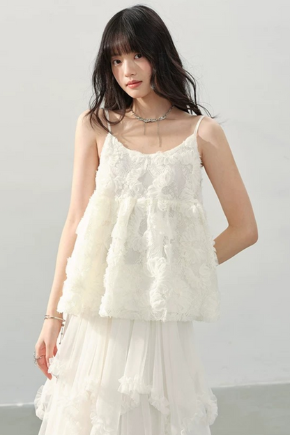 White Flower Lace Top