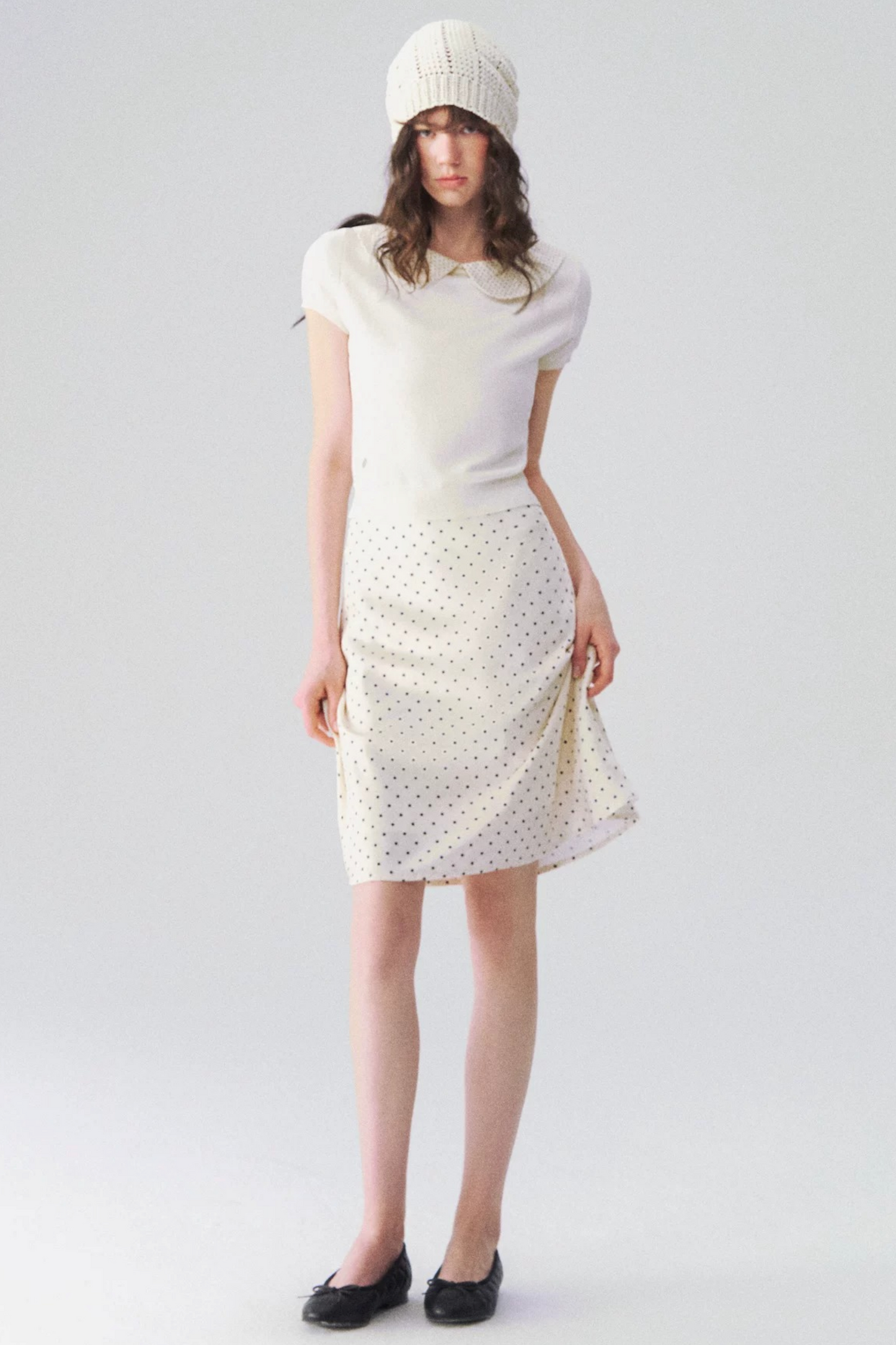 French Polka Dot Blouse & Skirt Set-Up