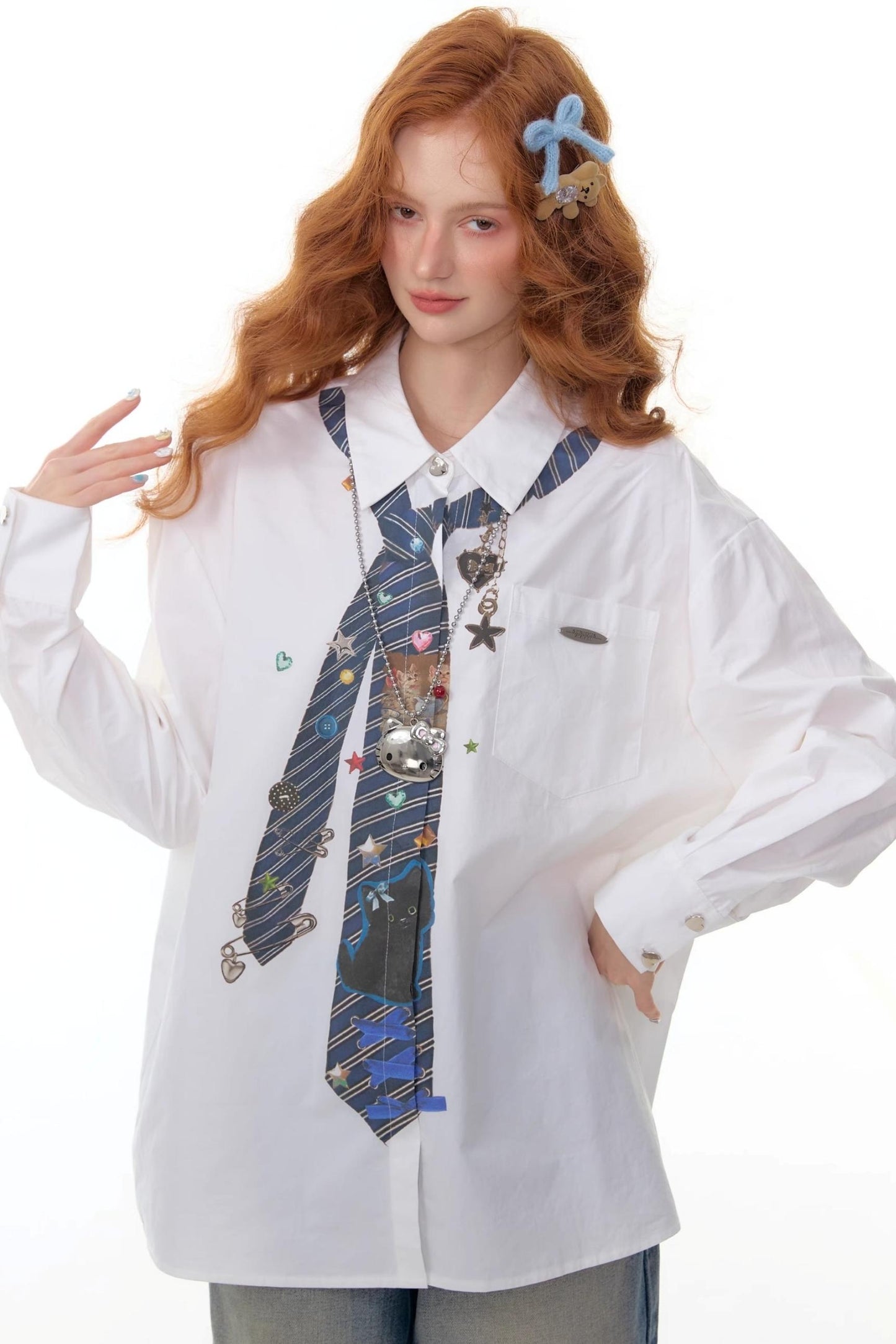 Retro Design Tie Print Shirt