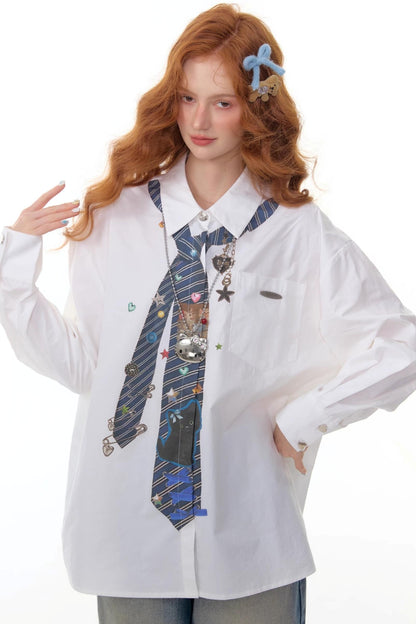 Retro Design Tie Print Shirt