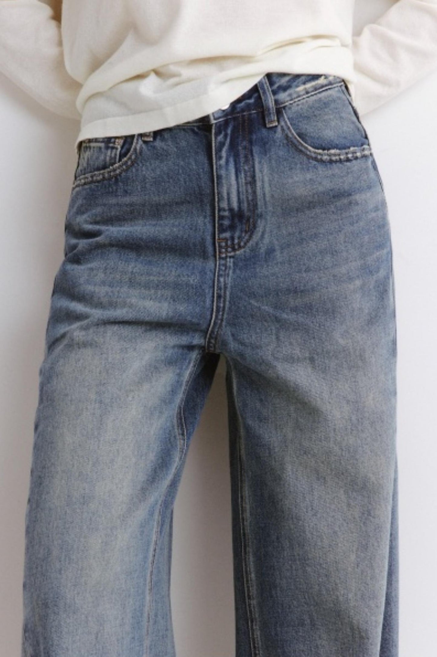 Retro Modern Blue Straight Jeans