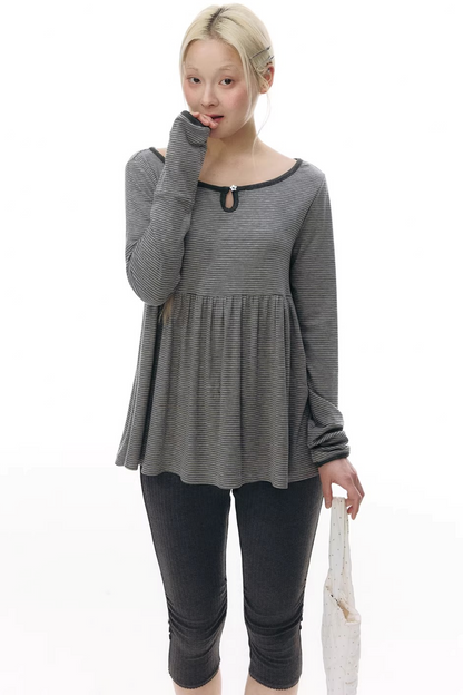 주름 크롭 스커트 셋업