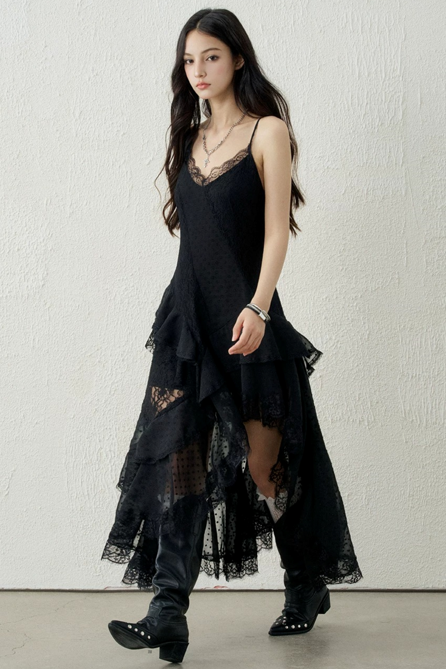 Ghostly Lace Irregular Dress