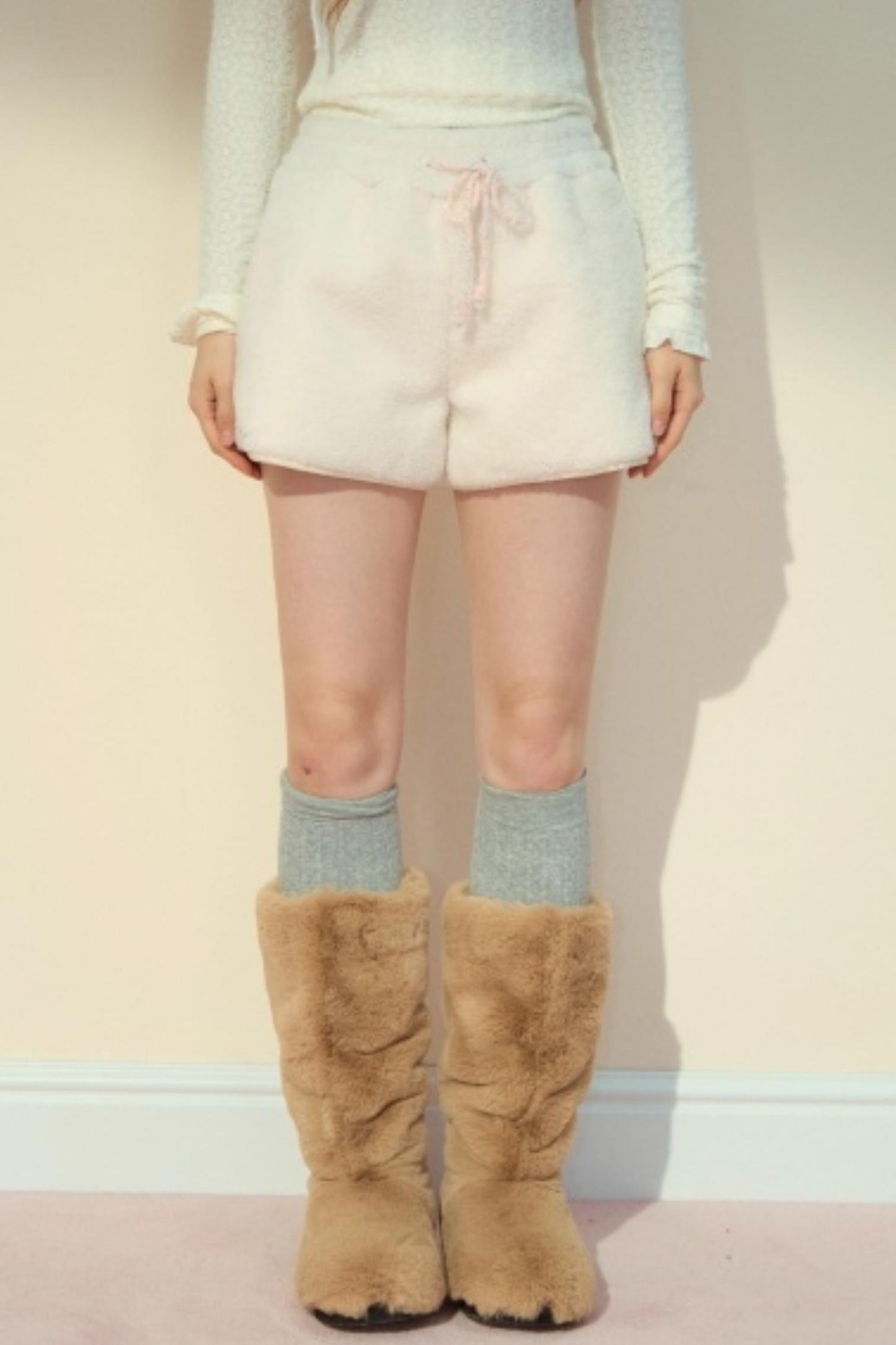Fur Suede Versatile Lambwool Shorts