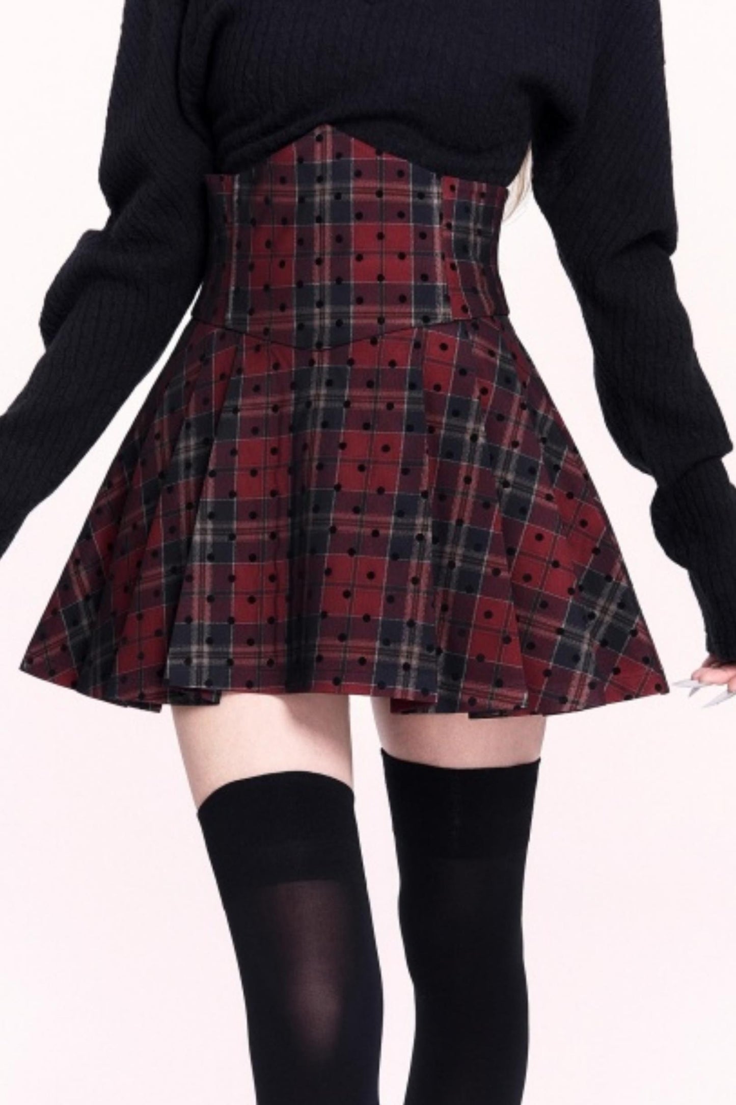 Sweet Plaid High Waist Pleated Skirt