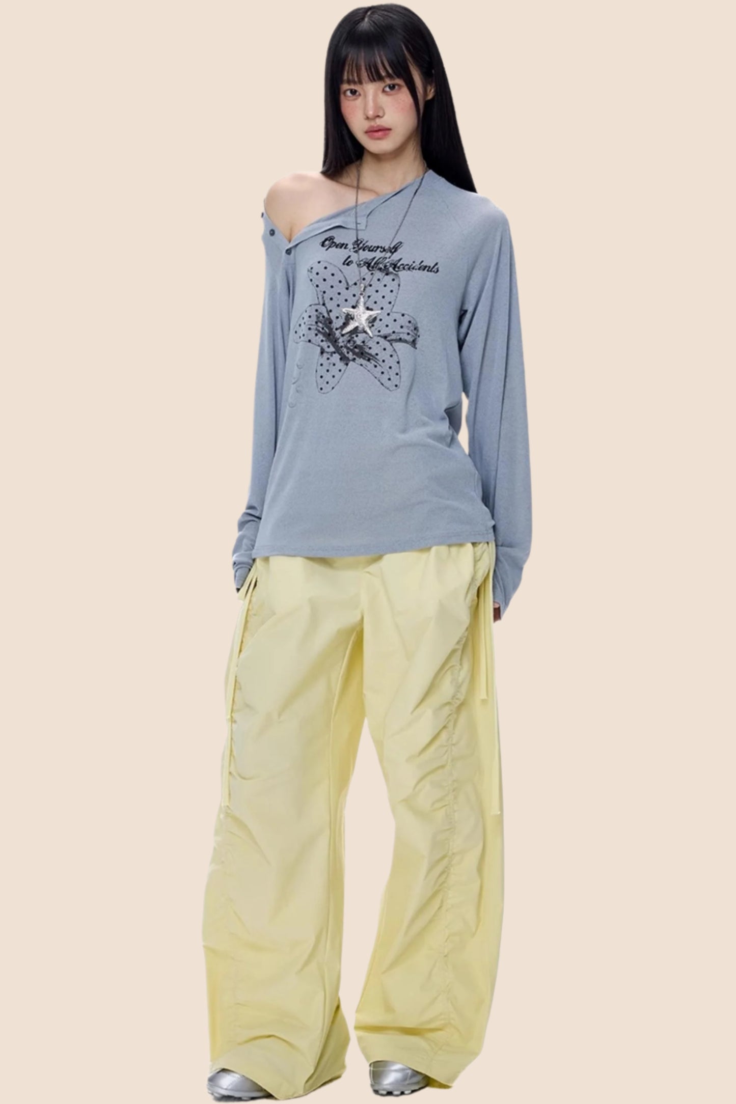 American Yellow Wide Leg Cargo Pants