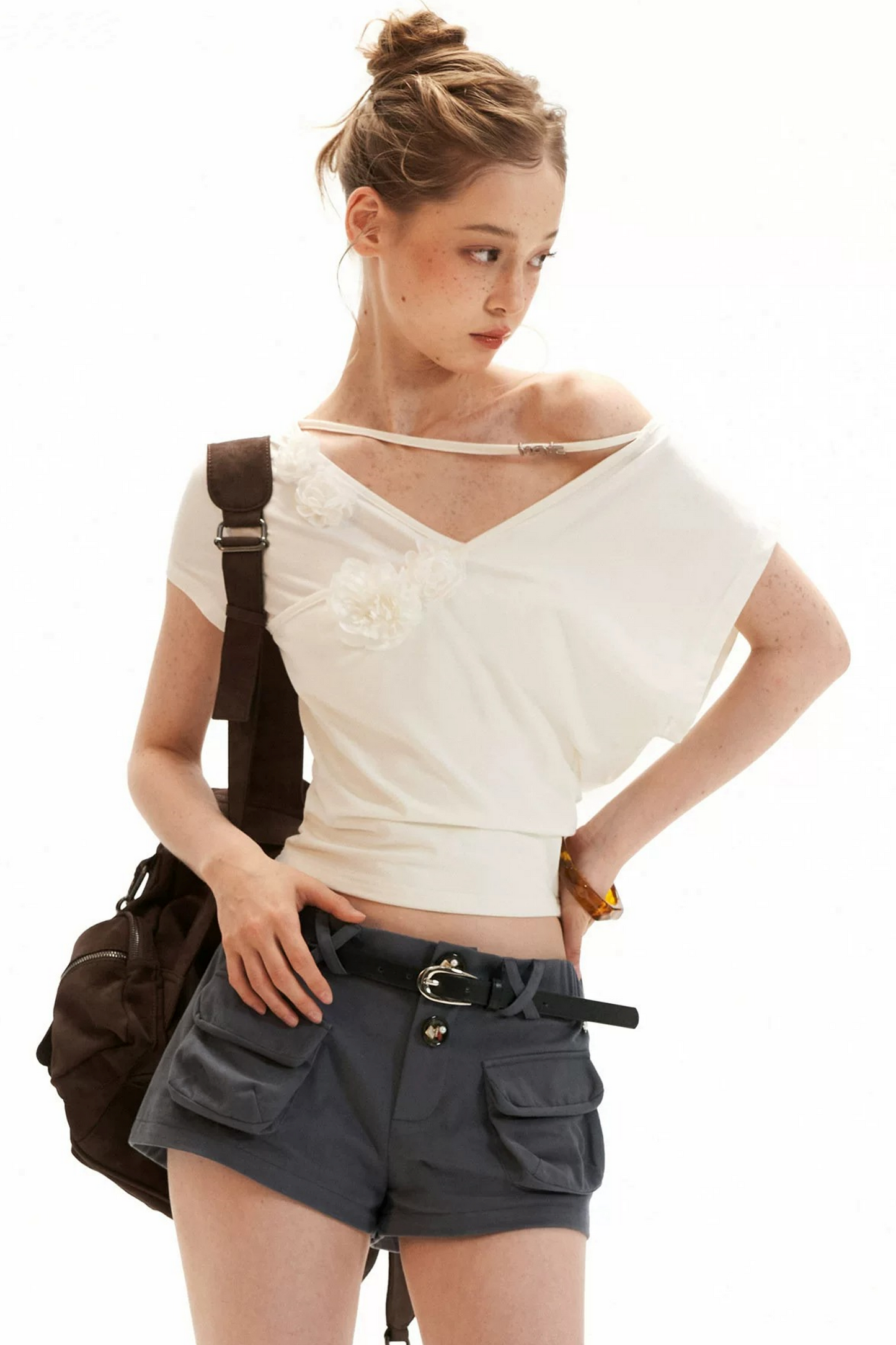 Asymmetrical Floral Off-Shoulder Top