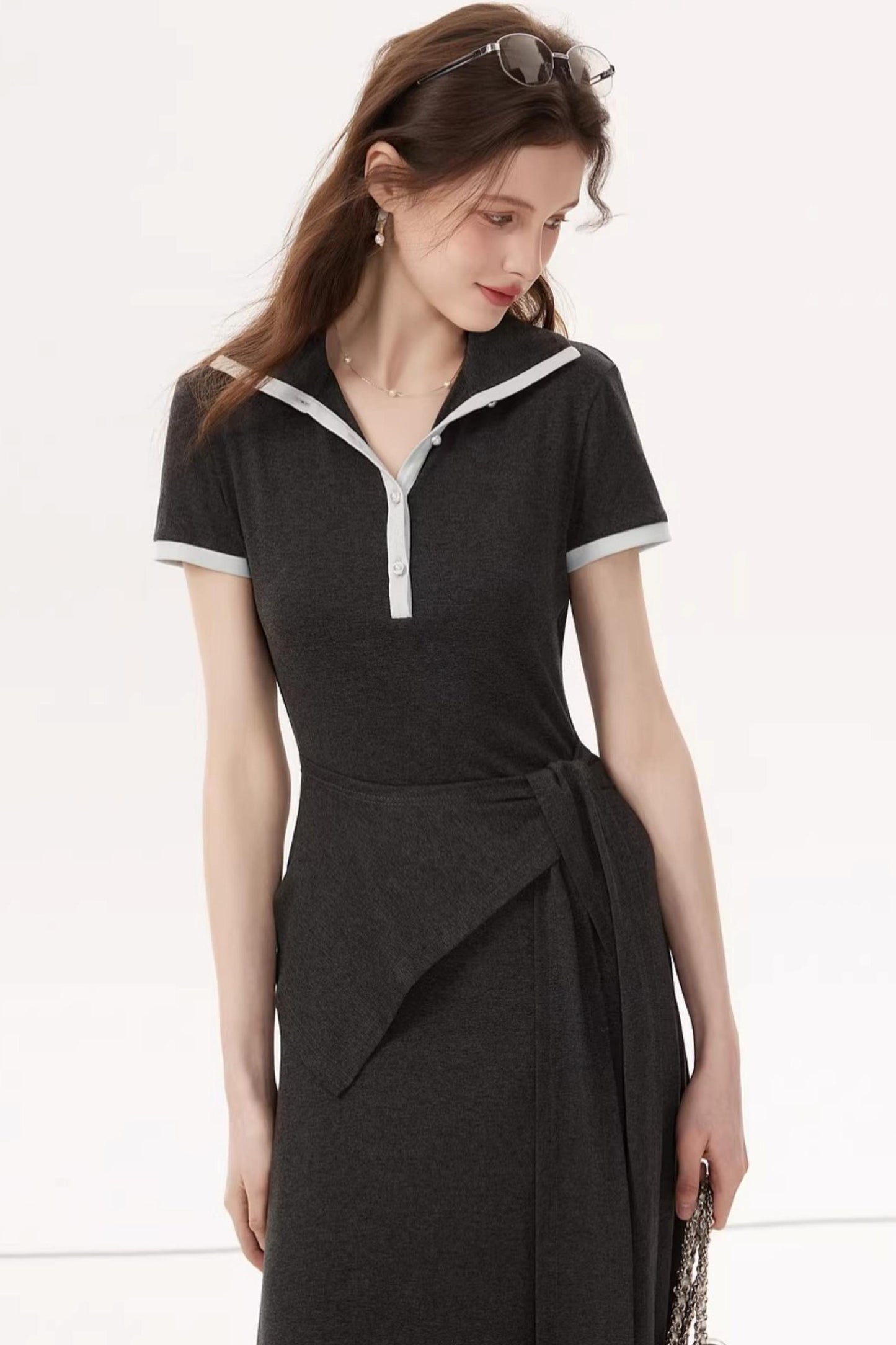 Lyocell Tencel V-Neck Dress