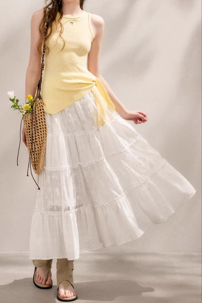 Pure White Lace Halter Skirt