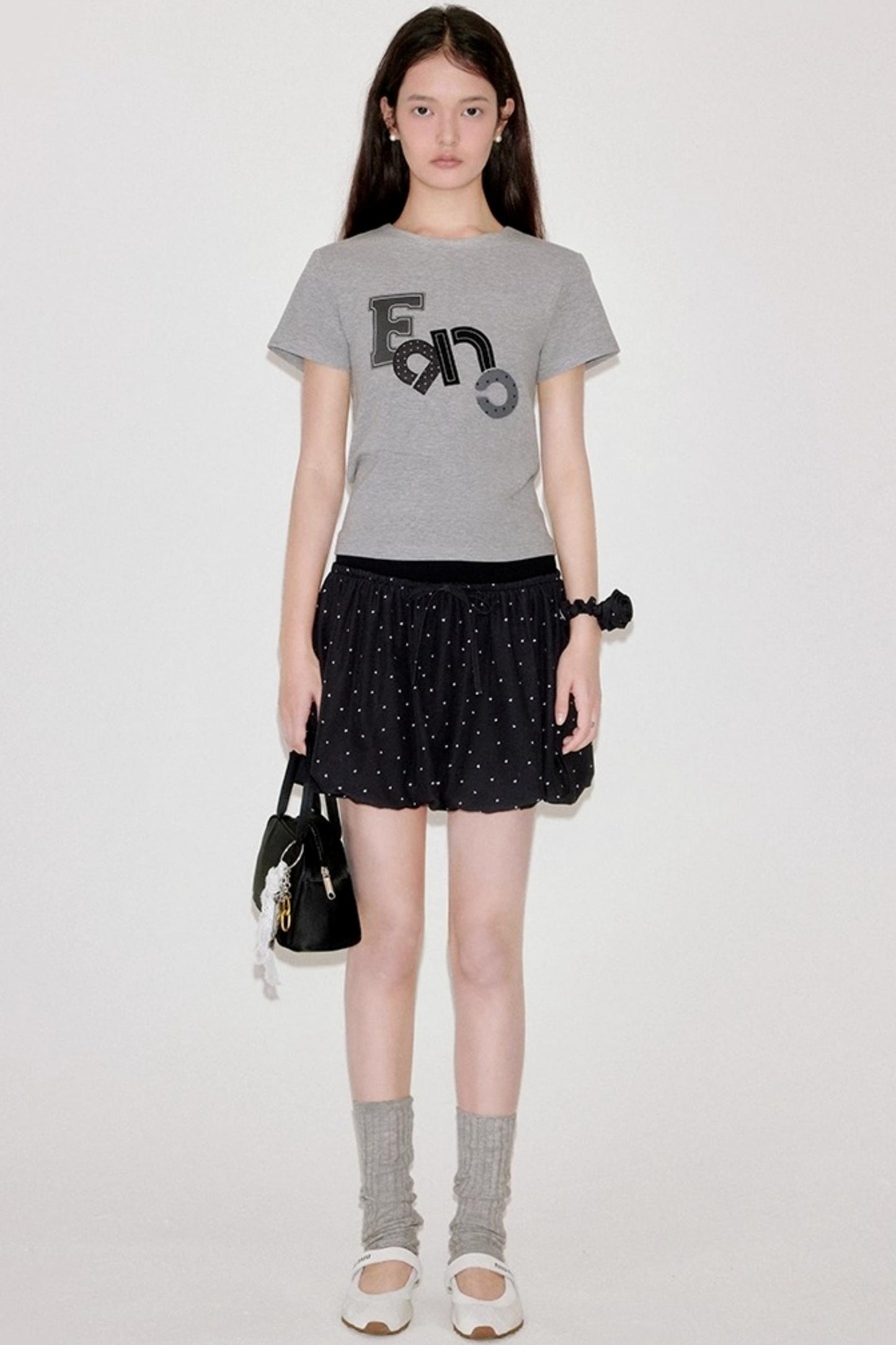 Niche Polka Dot Shoulder T-Shirt