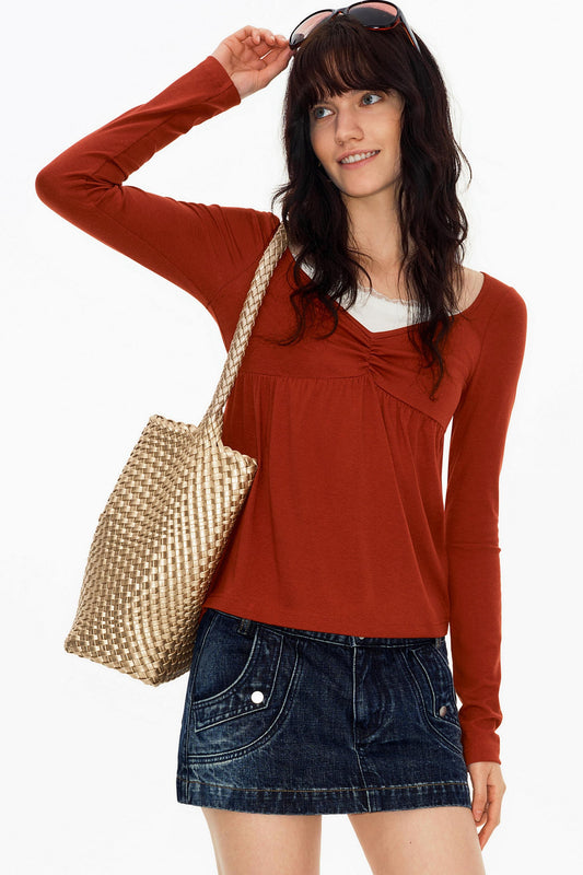 Lace Butterfly Collar Knit Top