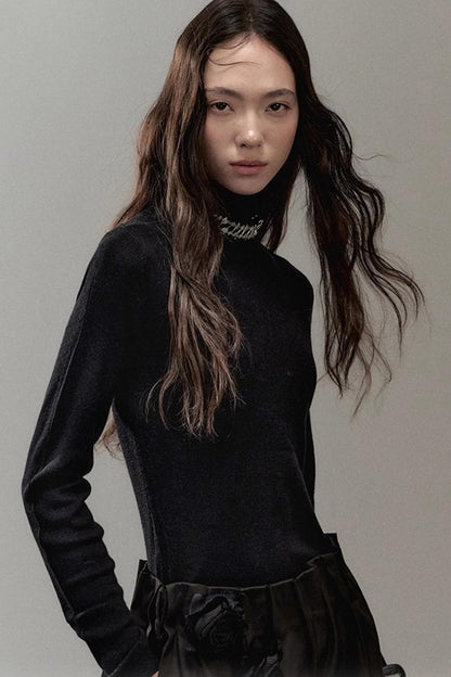 Soft Light Wool Turtleneck Top