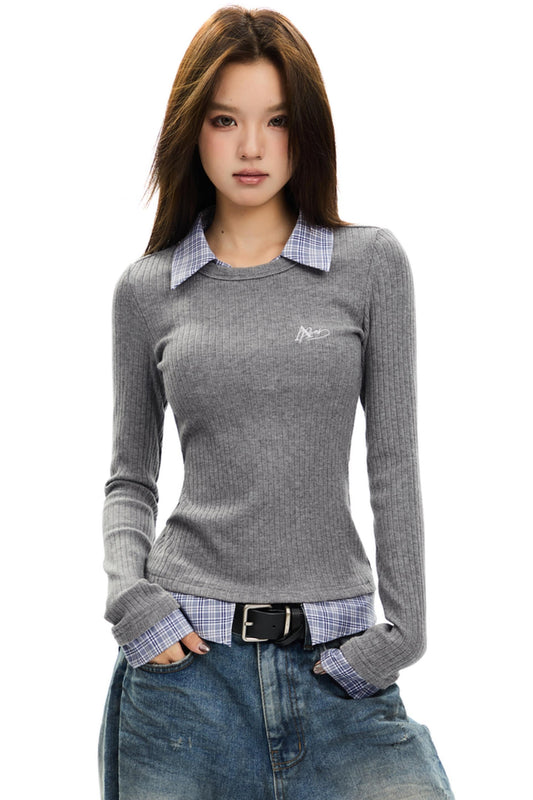 Plaid Imitation Wool Undershirt Sweater