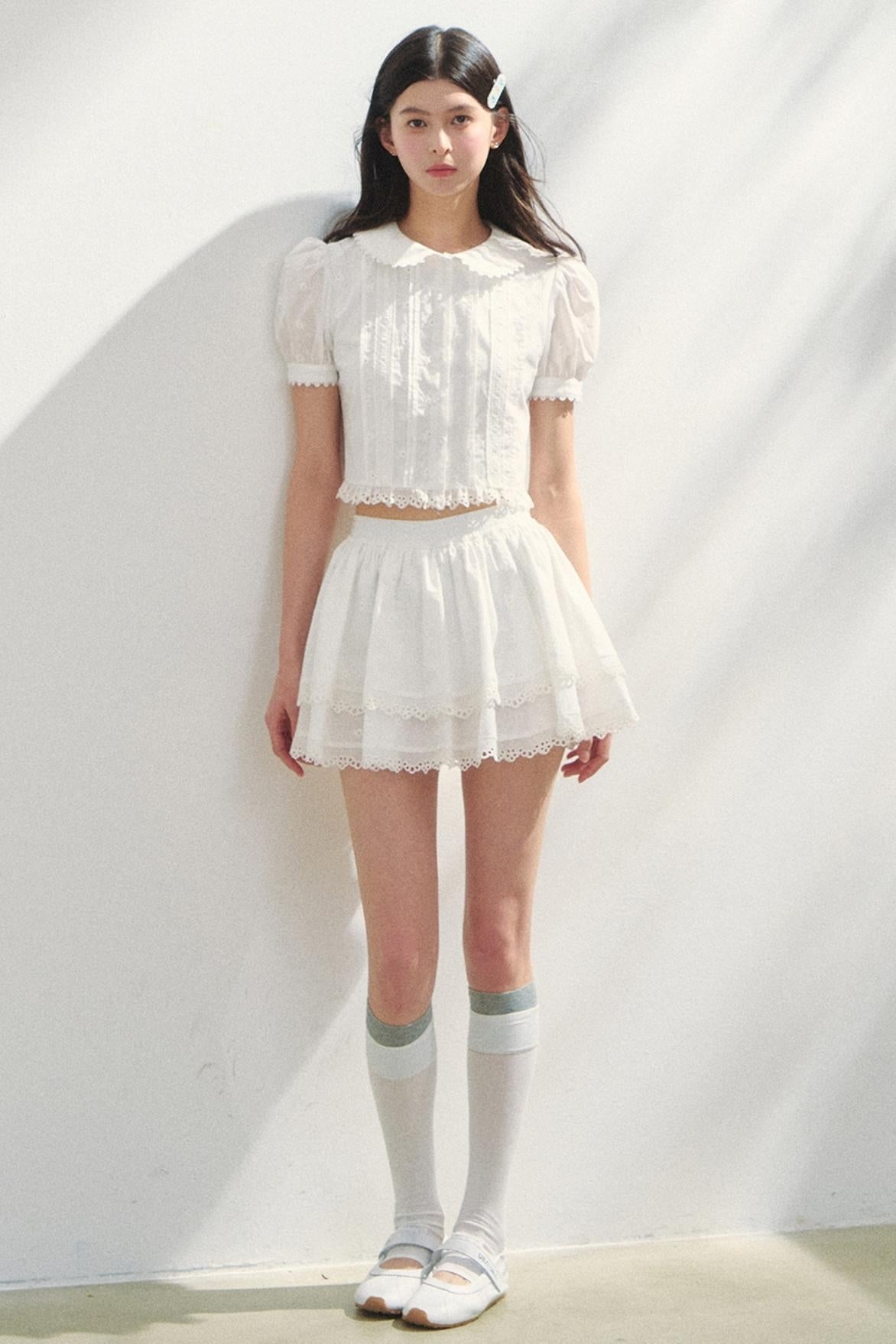 Mint Check Cake Skirt Set-Up