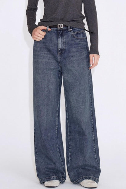Straight Fit Retro Washed Straight Jeans