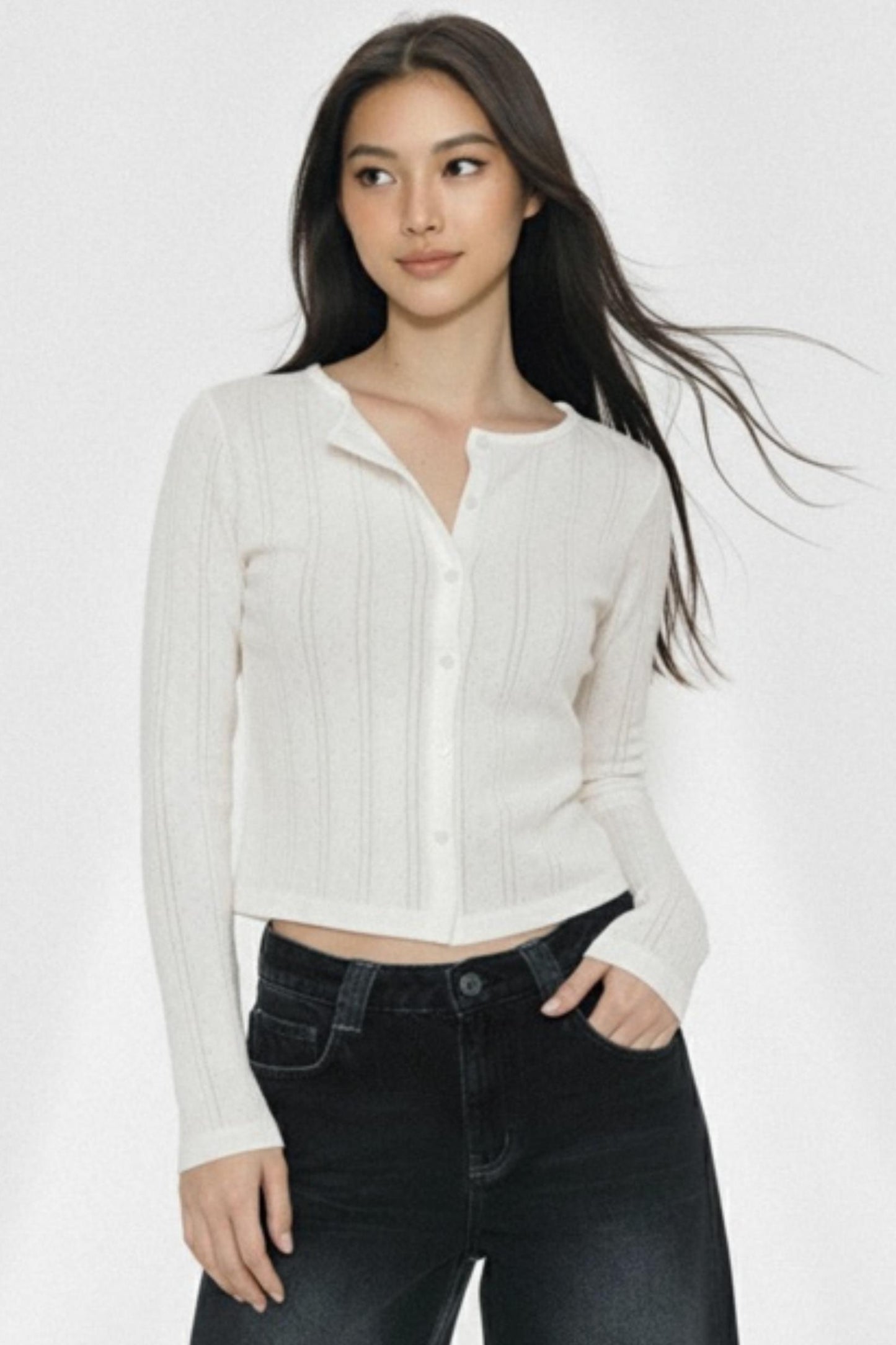 White Stripe Jacquard Top