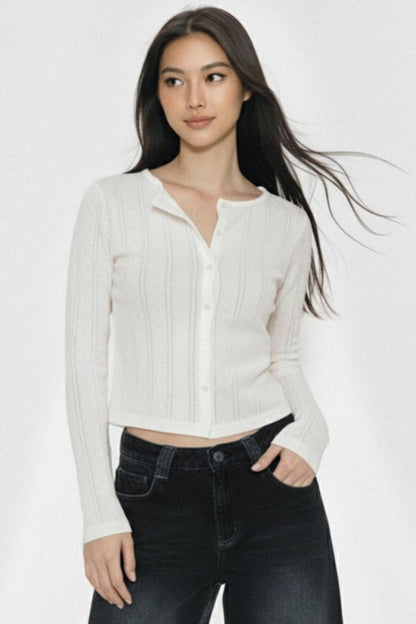 White Stripe Jacquard Top